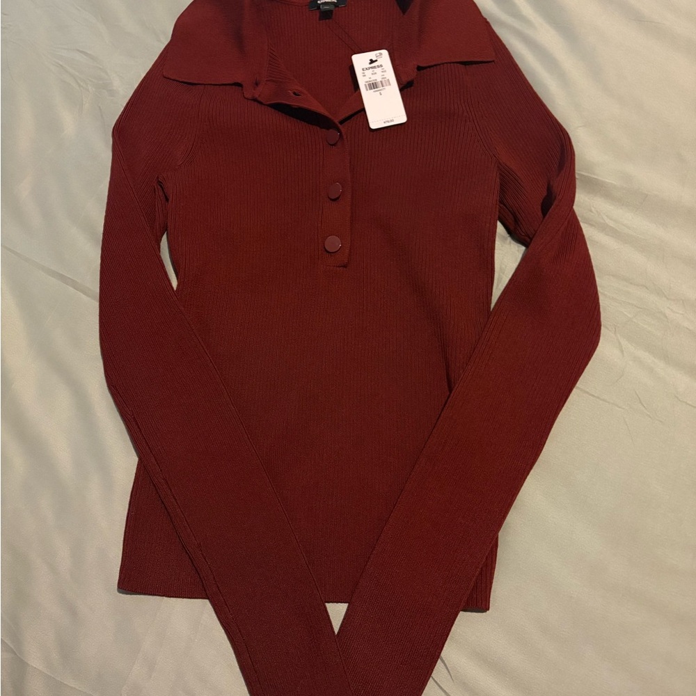 Express Women's V-Neck Sweater - Burgundy